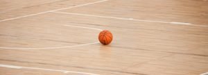 a ball on a basketball court